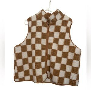 SHEIN Checkered Sherpa Collared Jacket Vest – Women’s 1X